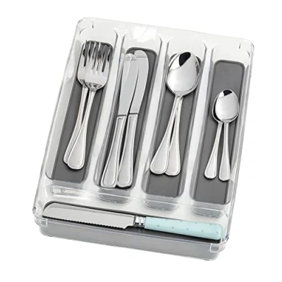 Image of WENKO Drawer Insert/Cutlery Tray, Grey, transparent, 23 x 32,5 4,5 cm