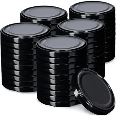Image of KADAX Jar Lids Ø 82 mm, Secure Metal with Six Threads, Seals Replacement, Twist Off Closure for Pickling and Preserving (Black, Set of 50)