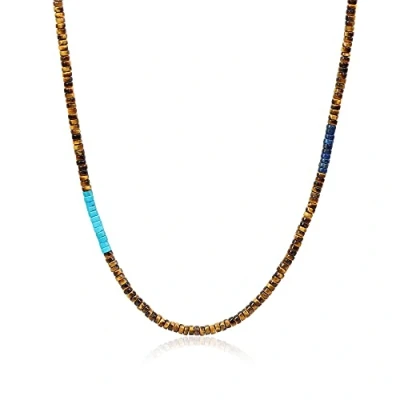 Image of COAI Heishi Genuine Brown Tiger Eye Stone Beaded Necklace for Men Women 65cm