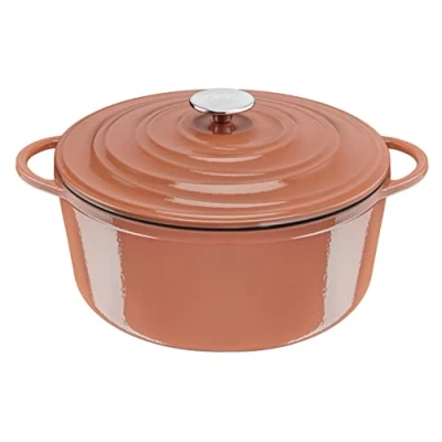 Image of Tefal LOV Enamelled Cast Iron Casserole Dish with Lid, 29cm, 7.4L, Dutch Oven, All Hob Types, Pot, Cooking Pots, Dishwasher safe, Terracotta, E2600504