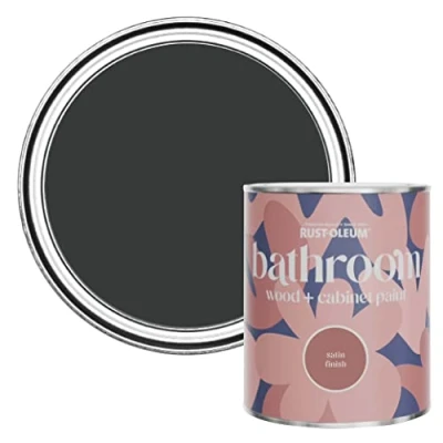 Image of Rust Oleum Black Moisture Resistant Bathroom Wood and Cabinet Paint in Satin Finish Natural Charcoal (Black) 750ml