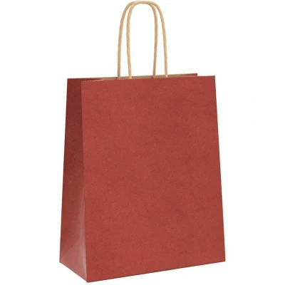 Image of vidaXL Paper Bags 250 pcs with Handles Red 18x8x22 cm
