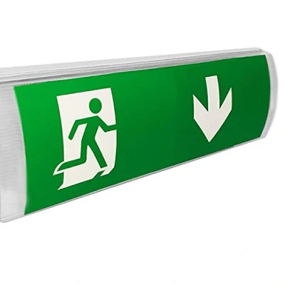 Image of Emergency Fire Exit Box Bulkhead Non or Maintained Sign LED Wall Light with Arrow Legends &amp; 3hr Battery Backup 25M Distance