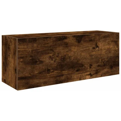 Image of vidaXL Bathroom Wall Cabinet Smoked Oak Engineered Wood 80x25x30 cm Modern Storage for Bathroom/Kitchen