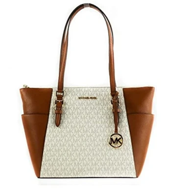 Image of Michael Kors Charlotte Large Top Zip Tote, Vanilla