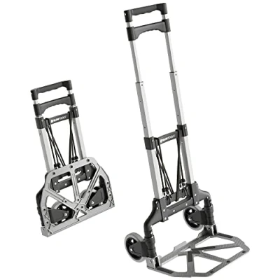 Image of ATHLON TOOLS Aluminium Hand Truck Foldable cart Smooth Running Wheels with Soft treads incl. 2 Expanding Cords