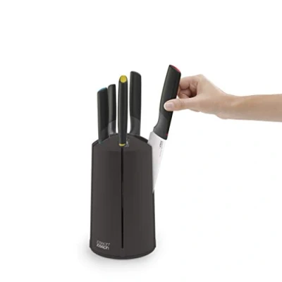 Image of Joseph Elevate Knives 5 piece Carousel Set with rotating knife block, Japanese Stainless Steel Multicolor