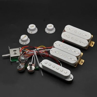 Image of Pre Wired Pickup Harness Kit Humbucker Electric Guitar Pickguard Loaded HSH Pickups For FD ST Guitar(White)