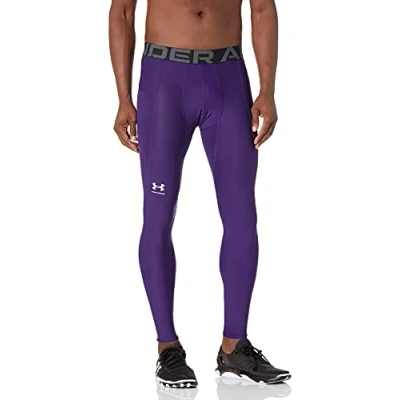 Image of Under Armour Men&#039;s HeatGear Leggings Trouser, Purple (500)/White, XXL