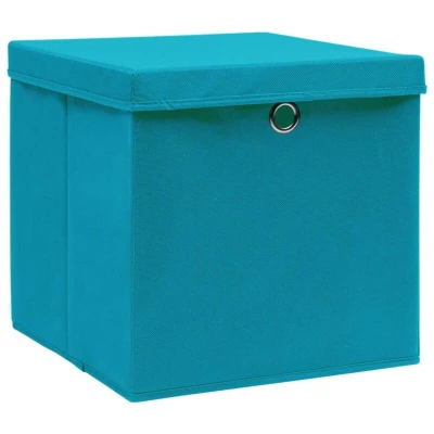 Image of vidaXL Storage Boxes with Covers 10 pcs 28x28x28 cm Baby Blue
