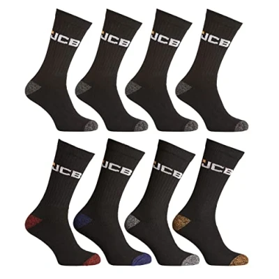 Image of JCB Socks Apparel Bumper Pack Mens Work 8 Multipack Black UK 6 11, EUR 39 46