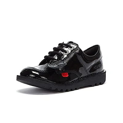 Image of Kickers Unisex Kid&#039;s Kick Lo Shoes Extra Comfort for Your Feet Added Durability School, Patent Black, 2.5 UK