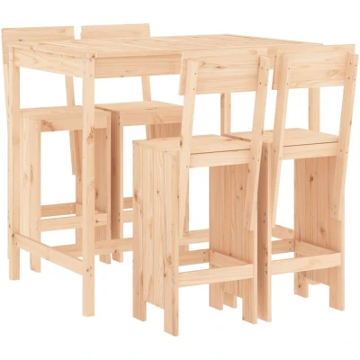 Image of vidaXL 5 Piece Garden Bar Set Solid Wood Pine