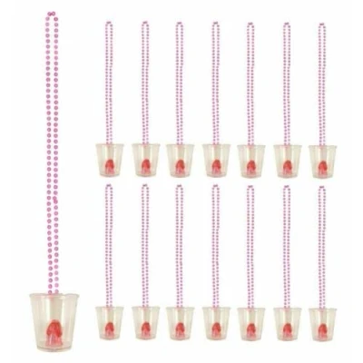 Image of We Personalize 10 Hen Party Pink Shot Glasses, Night Accessories Supplies with Free Bride to be Badge