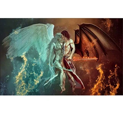 Image of Diamond Painting Angel and Devil 30x40cm/12 * 16in Full Drill DIY 5D Embroidery for Adults/Kids Large Size Crystal Rhinestone Cross Stitch Mosaic Canvas Wall Art Decoration