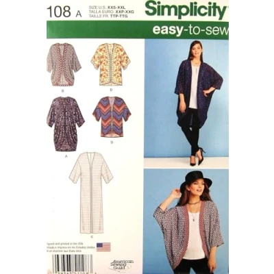 Image of Simplicity Ladies Easy Sewing Pattern 1108 Kimono Tops &amp; Cardigans