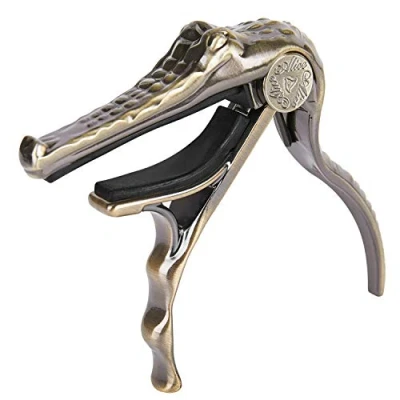 Image of Alice Guitar Capo for Acoustic &amp; Classical Electric Guitars Aluminum Alloy Bronze Color, No Buzz, Eletric Folk with Unique Alligator Shape (A007G/BR)