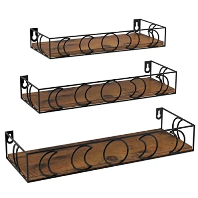 Image of EYMPEU Moon Motif floating Shelves, Set of 3 Kitchen Wall Bedroom Shelf