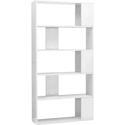 Image of vidaXL Book Cabinet/Room Divider High Gloss White 80x24x159 cm Engineered Wood