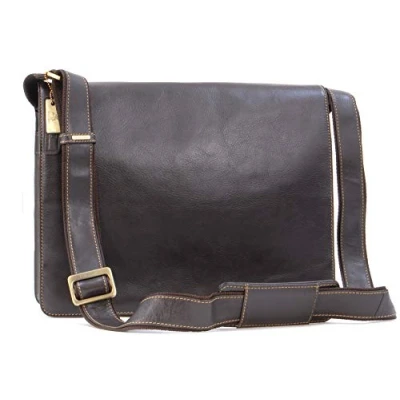 Image of VISCONTI Leather Messenger Shoulder Bag for Men Medium/Large 13 to 14 inch Laptop Work A4 Notebooks 18548 HARVARD Mocha