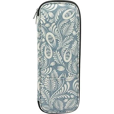 Image of Shidongbla Knitting Needles Case, Empty Storage Bag Crochet Hook Case Organiser, Zip Carry Pouch with Double Layer Pockets (Blue)