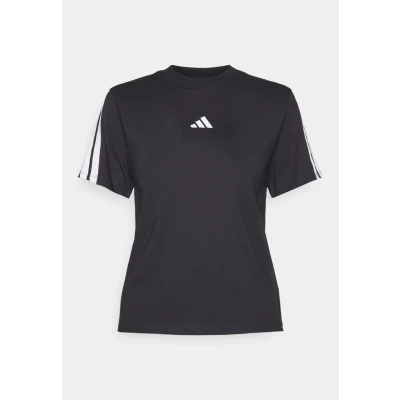 Image of adidas Women&#039;s Essentials 3 Stripes Sleeve Cotton T Shirt, Black/White, XS