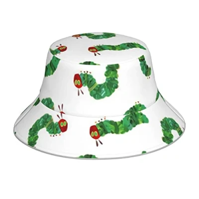 Image of Unisex Bucket Hat Very Hungry Caterpillar Black Boonie Aldult Windproof Beach Sun Lightweight Fishing for Walking Hiking