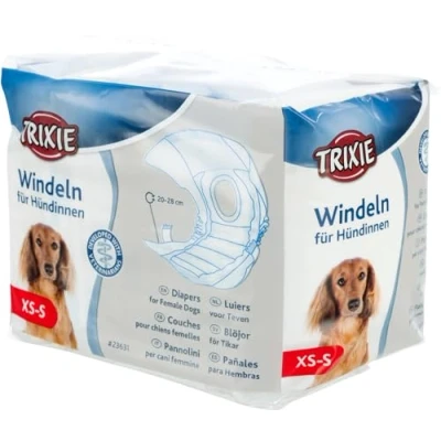 Image of TRIXIE Diapers for Female Dogs, XS S waist circumference 20 28 cm, 12 pieces, 23631