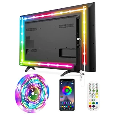 Image of Daymeet TV Led Lights, 4M Strips Lights for Backlight RGB Color Changing Backlights 32 75in TV, Sync with Music Bluetooth APP Control,Dreamcolor USB Strip Bedroom Room