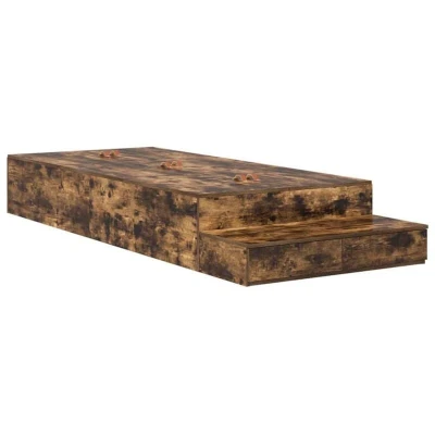 Image of vidaXL Storage Bed Frame Smoked Oak 100x200 cm
