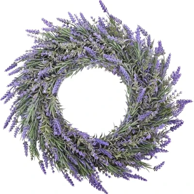 Image of DDHS Lavender Wreath for Front Door, 19&quot; Artificial Farmhouse Wreaths Wall Window Party Wedding Decor Indoor Outdoor