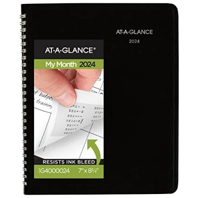 Image of AT A GLANCE 2024 Monthly Planner, 7&quot; x 8 3/4&quot;, Medium, DayMinder, Black (G4000024)