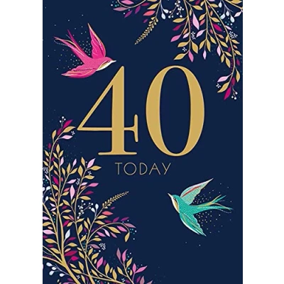 Image of The Art File Sara Miller London Birthday Card, 40th Card Soaring Swallows