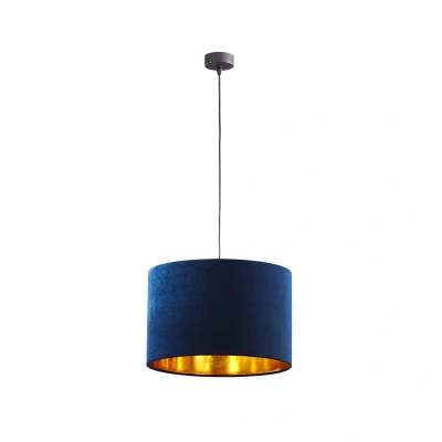 Image of Tercino 38cm Cylindrical Pendant Ceiling Light Navy Blue 1xE27