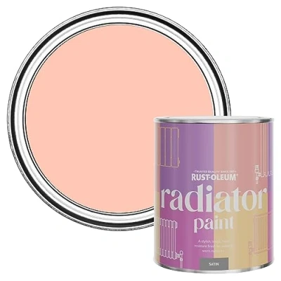 Image of Rust Oleum Peach Heat Resistant Radiator Paint in Satin Finish Happy As A Clam 750ml