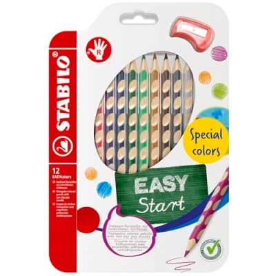 Image of Ergonomic Colouring Pencil STABILO EASYcolors Right Handed Pack of 12 Special Colours with Sharpener