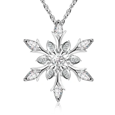 Image of murtoo Women Necklace Snowflake Pendant and Decorated with Crystal Gift for (White)