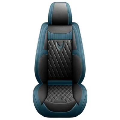Image of Eunncu Universal Car Seat Covers Waterproof Leather Full Set, Can Protect Front and Rear Seats, To Fit Most Cars, Side Airbag Compatible, Black Green