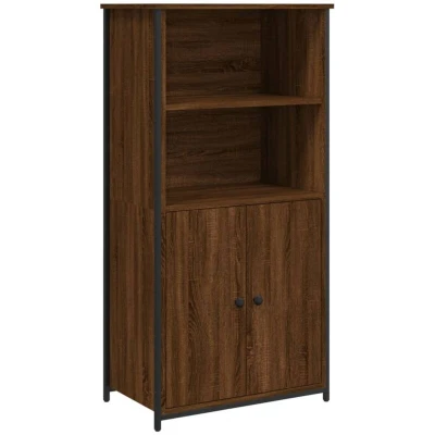 Image of vidaXL Highboard Sideboard Home Storage Cabinet Sturdy Engineered Wood and Metal Brown Oak, Spacious, Practical with Chic Industrial Look Living Room Furniture