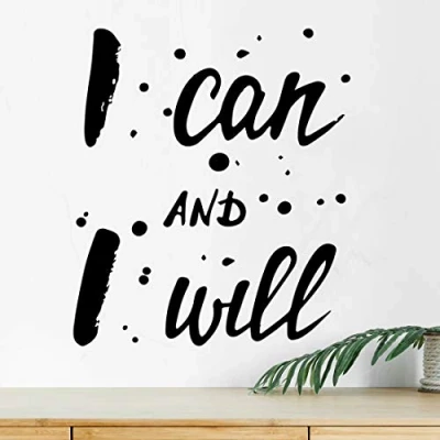 Image of I can Will Wall Gym Art Decal Quotes Stickers Home Motivational Quote Sticker Kitchen Vinyl Decor Inspirational Fitness Posters Motivation Mural Picture Exercise Canvas Pain Weight Workout