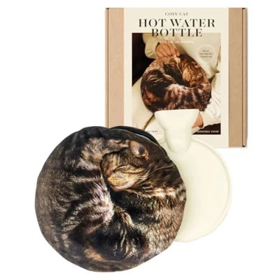Image of Suck UK Cat Hot Water Bottle Bottles for Period Pain Relief &amp; Neck Waterbottle Fluffy Animal Gifts Women Cats Lover