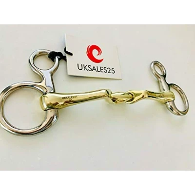 Image of UKSALES25 Hanging Cheek Snaffle Bit Verbindend Angled with lozenge GS &amp; SS (Horse Bits) (5.0)