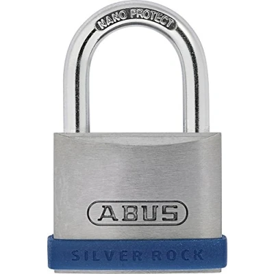 Image of ABUS Silver Rock 5/40 Padlock Made of Solid Zinc with Silicone Protective Frame Cellar Lock and Much More Security Level 5 Blue/Silver