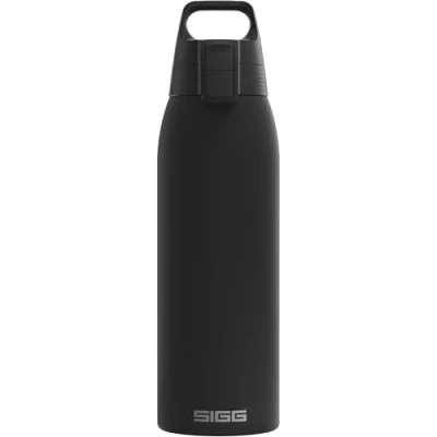 Image of SIGG Insulated Water Bottle Shield Therm One Black Suitable for Carbonated Beverages Leakproof Dishwasher Safe BPA Free 90% Recycled Stainless Steel 1L