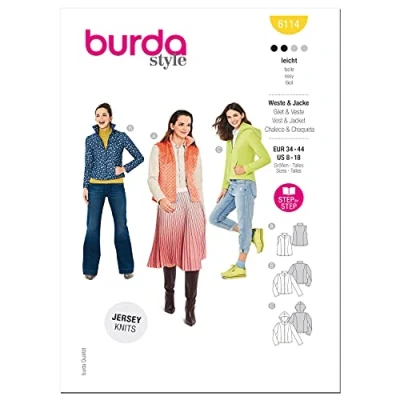 Image of Burda Sewing Pattern 6114 Misses Waistcoat Vest Jacket 34 44