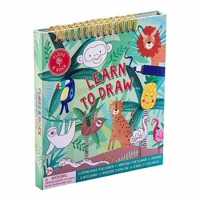 Image of Floss &amp; Rock Jungle Learn to Draw Sketchbook for 3 Ages and Up, 7.28 inch Length, Learning Materials