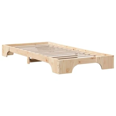 Image of vidaXL Bed Frame Natural Pine Wood 100 x 200 cm Durable