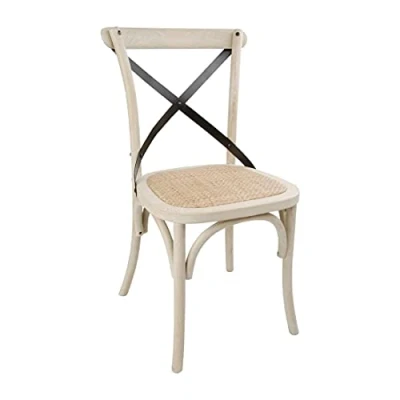 Image of Bolero Wooden Dining Chair Metal Cross Backrest Earthwash Finish Kitchen X 2