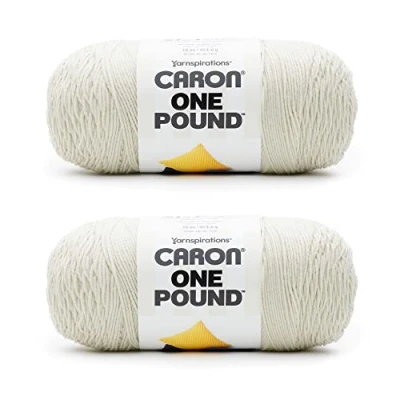 Image of Caron One Pound Off White Yarn 2 Pack of 454g/16oz Acrylic 4 Medium (Worsted) 812 Yards Knitting/Crochet