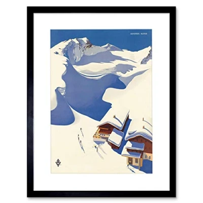 Image of Wee Blue Coo Travel Winter Sport Snow Ski Chalet Alps Austria Picture Framed Wall Art Print